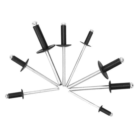 200 Piece Black Blind Rivet Kit Built Tough High Strength Round Head Assortment For Metal Wood Auto Body Projects