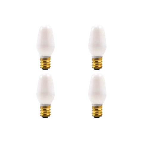 Incandescent C7 Nightlight Bulbs 7W Dimmable With E12 Candelabra Base Frosted Finish Warm White 2850K Cozy Glow 4 Pack