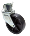 Pro Series 6 Inch Thermoplastic Caster With 1200 Lb Capacity Zinc Plated Bracket And Clear Zinc Finish Fits Round Tube Jacks With 2 Inch Outer Diameter Includes Retaining Pin Durable Silver And Black Wheel Assembly For Heavy Duty Utility Carts