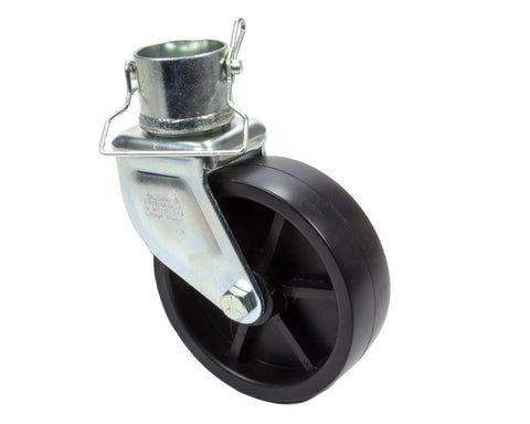 Pro Series 6 Inch Thermoplastic Caster With 1200 Lb Capacity Zinc Plated Bracket And Clear Zinc Finish Fits Round Tube Jacks With 2 Inch Outer Diameter Includes Retaining Pin Durable Silver And Black Wheel Assembly For Heavy Duty Utility Carts