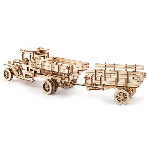 Hard 742 Piece Truck And Additions Mechanical Model Kit For Adults Featuring Tanker, Fire Ladder, And Trailer Components, plywood truck and trailer