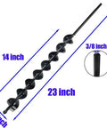 Beefed-Up Heavy Duty 23 Inch Post Hole Auger Drill Bit with Two Sharp Thickened Blades, 8-Spiral Flights, Black