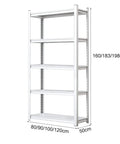 Heavy Duty 5 Tier Metal Bookshelf Beefy Industrial Storage Rack Adjustable Steel Shelving Unit dimensions 160/183/198cm 50cm depth
