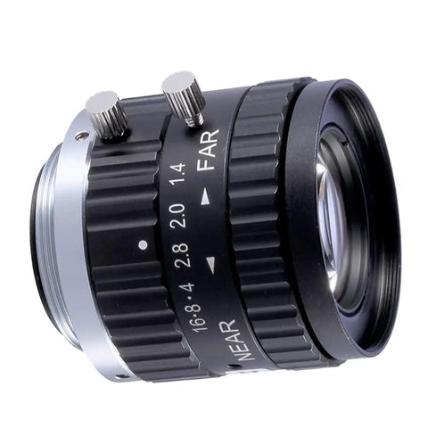 Sixteen Millimeter Focal Length Two Thirds Inch Fixed Lens For Machine Vision Cams With C Mount, Low Distortion, Compact Design