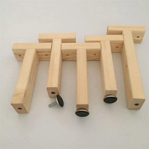 Adjustable T Shaped Furniture Leg Set for Beds, Cabinets and Tables, Solid Wood Built Tough Heavy Duty Replacement Legs on white background