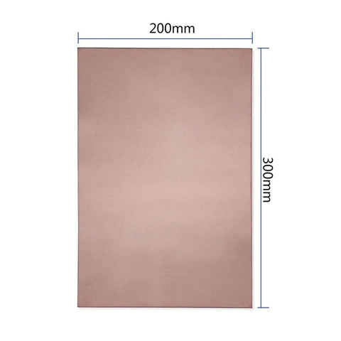 Single Sided Copper Clad Laminate PCB Board 300x200mm for etching and prototyping DIY PCBs kit, top view with dimensions