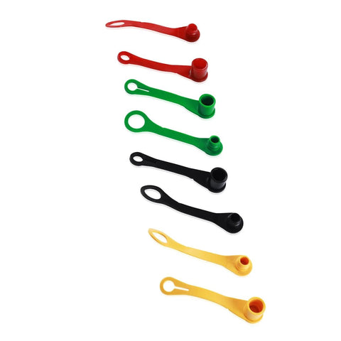 HQPARRTS 8-pack hydraulic fitting coupler protective covers in red, green, black, yellow; plastic for John Deere port plugs and caps