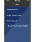 Smart Garage Opener Controller For iPhone Android And Apple Watch With No Fuss Setup showing security settings on smartphone app