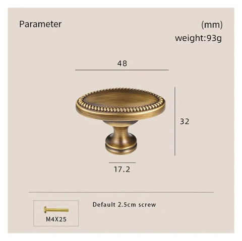 Solid Brass Furniture Handles And T Bar Knobs Set For Cabinets And Drawers With French Vintage Design dimensions and weight