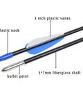 Recurve Bow Arrows 26 Inch Fiberglass Arrow Set With Blue And White Vanes For Target Practice Safety Glass For Youth Beginners Gals