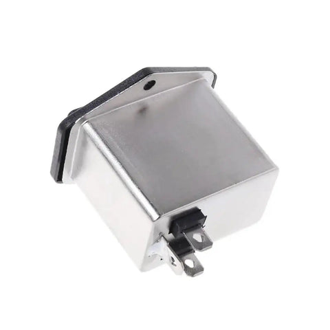 Cw2b-10A-T Single Phase EMI Power Filter And Line Conditioner AC Socket Protector angled view showing metal casing and prongs