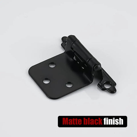 Half Inch Overlay Cabinet Door Hinges Matte Black 20 Pack Self Closing Flush Mount Cupboard Hinges With Door Bumpers For Kitchen Cabinets CH200 BK P20, matte black hinge close-up view.