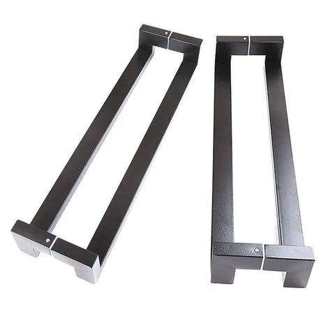 Door Handle Stainless Steel Square Tube Matte Black For Glass And Wooden Doors Anti Push Design displayed side by side