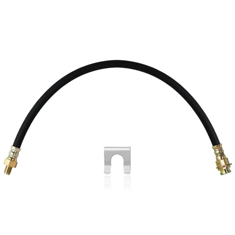 Universal 18-Inch Rubber Brake Hose, 3/8-24 External To 3/8-24 Internal Threads, High Strength Durable Black Hydraulic Brake Line