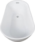 Heavy Duty Acrylic Bathtub Drain Kit With Overflow Featuring Corrosion Resistant Piping And Leakproof Design Built Tough For No Fuss Bathroom Upgrades And Smooth Reliable Everyday Performance, top view of white acrylic soaking tub.