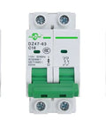 Miniature Circuit Breaker 3 Pack DZ47 63 110/240V 2 Pole 16A MCB, front view for home and solar installations