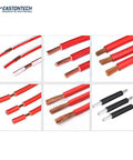 Image showcasing red PVC insulated cables with exposed copper strands, related to Automatic Cable Wire Cutting Stripping Machine High Speed Computerized Wire Processor With 100 Memory Programs For Pvc Teflon And Silicone Insulation The Real Workhorse For Your Shop.