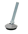 Eight Piece Adjustable Furniture Feet Set With Self Leveling Screws For Chairs Tables Cabinets And Restaurant Benches M8 And M10 Threads Heavy Load Support For Leveling On Uneven Floors, featuring a metal threaded post and base for stability.