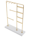 Spin Your Daily Drip Easily With This Smooth Rotating Jewelry Tree Stand Constructed From Premium Iron And Solid Marble For Necklaces And Earrings Storage, gold metal design.