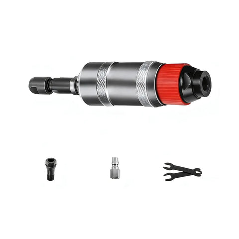 Pro Level Pneumatic Air Die Grinder Featuring Grippy Ergonomic Handle And Standard Quarter Inch Shank Delivers Kickin 24000Rpm with accessories.