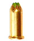 Low Velocity 0.22 Caliber Powder Loads for Dog Training Dummies shown upright, brass material, 150 Feet Range.