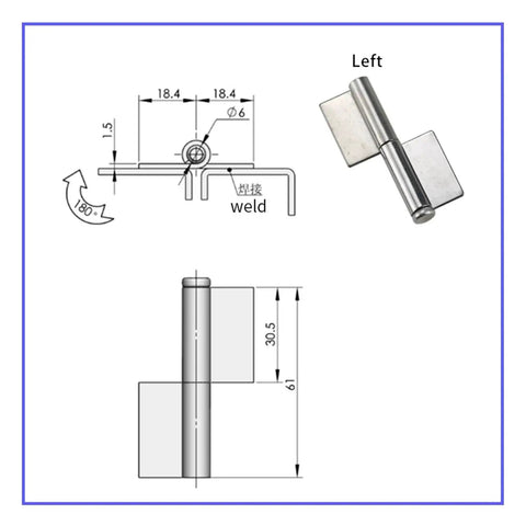Heavy Duty Stainless Steel Gate Hinges With Sealed Bearings and weld-on design for left or right swing