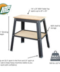 Heavy Duty Tool Table With Steel Frame For Workshop, 31 Inch Height, 500 Pound Capacity, Fully Expanding MDF Top 14 By 25 Inches