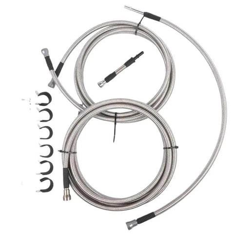 Heavy Duty Diesel Fuel Line Kit For Chevy Silverado 2500 HD 3500 HD And GMC Sierra 6.6L V8 Engines Years 2004 To 2010 Replacement Part Number 819874 20832565 Total Upgrade braided steel hose set with clamps