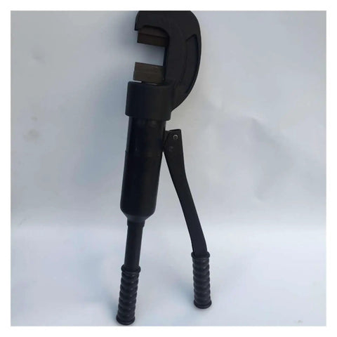 Heavy Duty Hydraulic Crimping Tool And Rebar Cutter With Handle, black steel, designed for cutting 4-27mm rods, compact design.