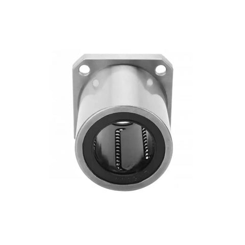 Low Noise 50mm Square Flange Linear Bearing for 3D Printers and CNC Machines, High Precision Bearing Steel Guide for Silky Smooth Motion and Reliable, Quiet Performance in Tight Workspaces. Front view of LMK50UU square flange bearing