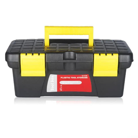 Front view of a Lightweight 10 Inch Two Layer Plastic Toolbox For Organizing Tools And Small Machinery Parts Portable Tool Box Case