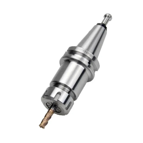 Get This Dynamic Balance ER Tool Holder For CNC Machining And Milling Cutter Jobs With BT40 ER16 Or ER20 70mm Specs For Serious Shop Work, showing a precision ER tool holder with drill bit.