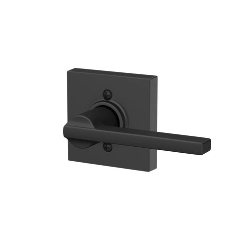 Latitude Lever With Collins Trim Non Turning Dummy Door Handle Dope Matte Black For Right Or Left Swing Doors Surface Mounted Modern Hardware