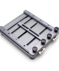 Mini CNC Solder Paste Stencil Printer for Dual Sided PCBs with laser etched scales, tool free clamping, pro grade aluminum fixture.