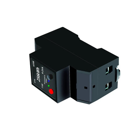 WiFi Energy Monitor Watt Meter with Breaker Switch and Phone App Remote Control, black compact design, front angle view