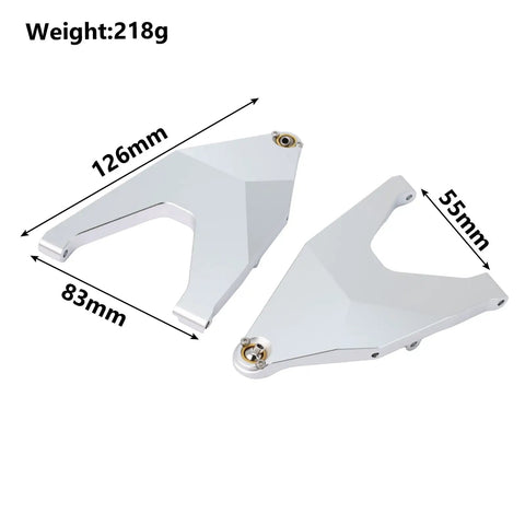 2Pcs Alloy Front Lower Suspension Arm Upgrade Kit For 1 By 7 UDR RC Car Replacement 8532, dimensions marked, metallic finish