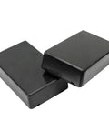 Two black boxes from Five Pack Black Waterproof Plastic Electrical Project Case Junction Box 3.93 x 2.36 x 0.98 Inches Durable Weatherproof Enclosure