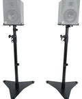 Pair Studio Monitor And Bookshelf Speaker Stands For Home Studios With Adjustable 33-52 Inch Height And 5.9-13.4 Inch Tray Width