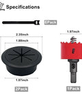 Specifications of 2 Pack Desk Grommet 2 Inch 50 Mm Hole Cover For Cables Black Desk Cord Hole Cover For Office And Home with drill attachment.
