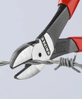 Pro Grade Do It All High Leverage Diagonal Cutter Pliers cutting barbed wire, showing straight head and forged build.
