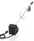 Universal Rotisserie Kit For Most 2 To 4 Burner Gas Grills With 32 To 42 Inches Five Sixteenth Inch Square Spit Rods Includes Three Rotisserie Spits And Counterbalance Designed For Easy Setup And Durable Stainless Components For Lasting Grilling showing full kit layout.