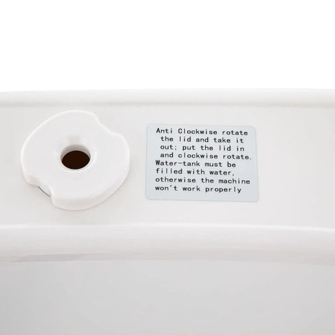 Instruction label on Portable Mini Countertop Dishwasher With Auto Wash Programs And 360 Degree Swivel Spray Jet for proper use.