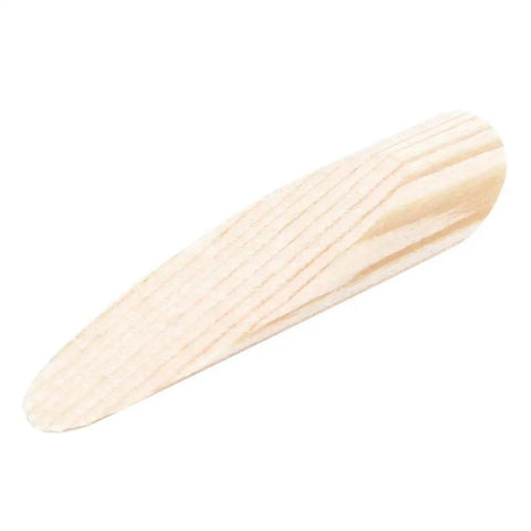 Close-up of a single plug from Pro Grade Pine Wood Pocket Hole Plugs Kit, 50pcs Wood Screw Plugs For Concealing Pocket Holes, Oblique Design
