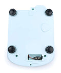Bottom view of Digital Precision Lab Scale 15 Kg By 0.1 g Readability With 150 By 180 mm Stainless Steel Pan, showing feet and battery compartment.