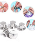 Heavy Duty Metal Pin Backs 30 Pack Snap On Quick With Zero Tools, silver metal pin backs, easy snap-on design for badges.
