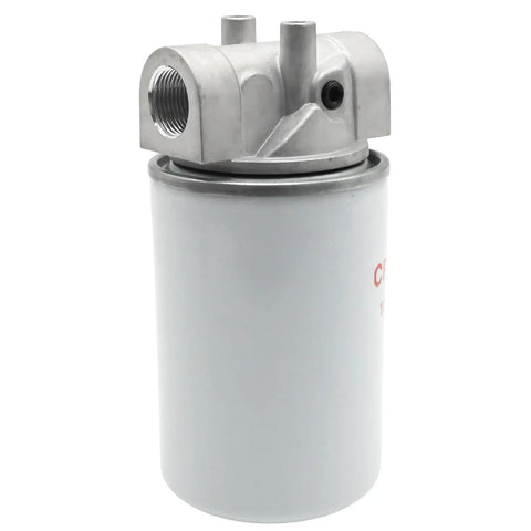 High Flow 25 GPM 250 PSI Spin On Hydraulic Oil Filter Assembly with 10 Micron Filtration and 3/4 Inch NPTF Ports