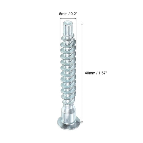 Confirmat Screw Set 5x40mm Hex Socket Wood Screws Zinc Plated 20 Pieces For Strong Furniture Joints And DIY Projects Pro Grade For Quick Repairs And Upgrades For Cabinets And Shelves Home Improvement Ready showing individual screw with measurements