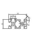 Dimensioned sketch of 2040 V Slot Aluminum Extrusion Bar for custom 3D printer frame and maker rig building.