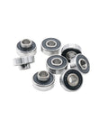 8 Piece Dope Set Of 608RS Black Seal Bearings For Skateboard And Scooter High Speed 2RS Shielded Ball Bearings Kit ILQ11 Quiet Smooth Ride For Heavy Loads And Long Lasting Performance, eight 608RS bearings shown
