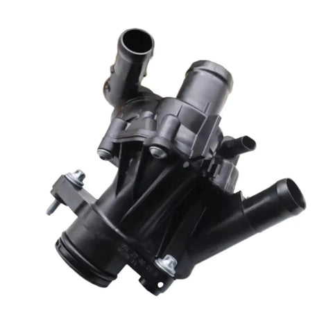 Direct Fit Engine Coolant Thermostat For Mercedes Benz Cla Gla Glc Class W156 W117 W176 M133 in black with multiple hose connections.